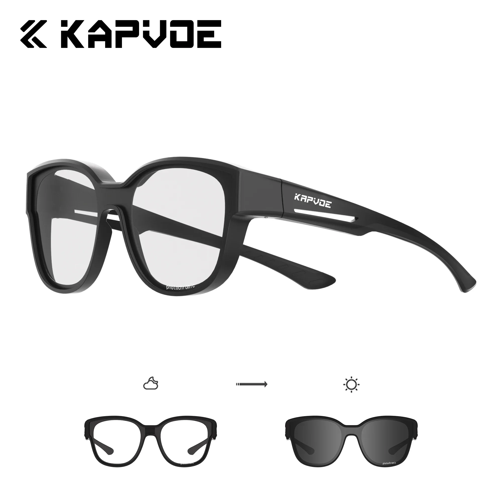 Ski Goggles Polarized Photochromic - แว่นตา Kapvoe เลนส์เปลี่ยนสี โพลาไรซ์ สำหรับสวมทับแว่นสายตา ป้องกันรังสี