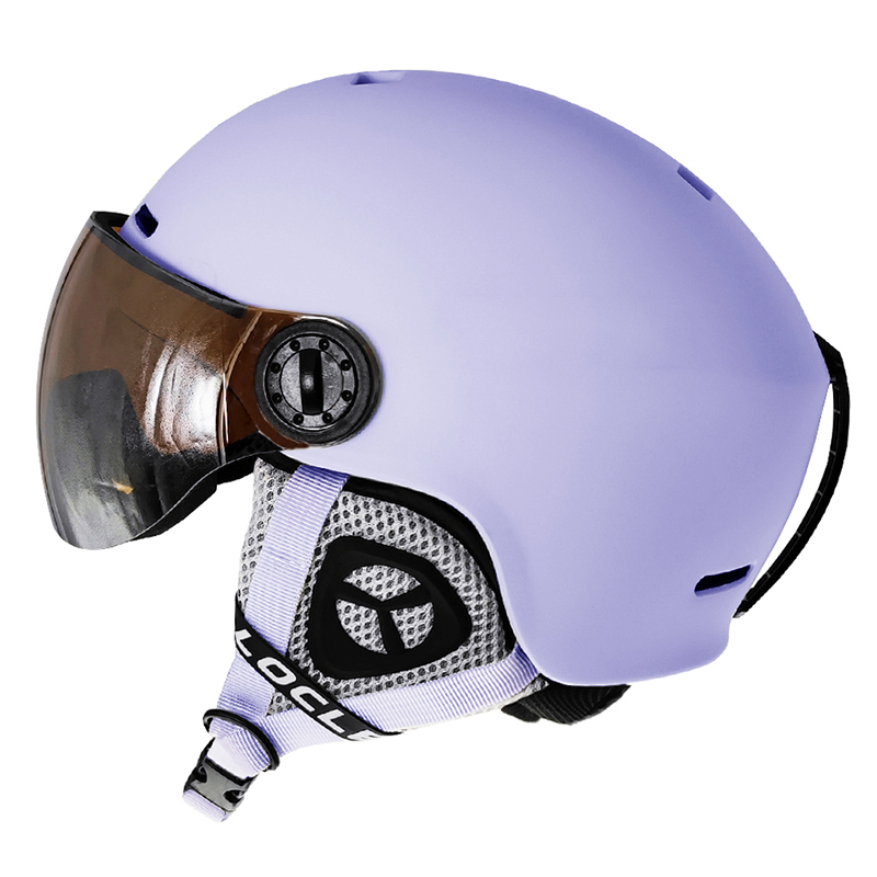 Ski Helmet With Integrated Visor - LOCLE อัพเกรดผู้ชายผู้หญิงหมวกกันน็อคสกี IN-MOLD กีฬาฤดูหนาวหมวกกันน็อกสกีสโนว์บอร์ดพร้อมแว่นตาหน้ากากสเก็ตหิมะหมวกกันน็อค