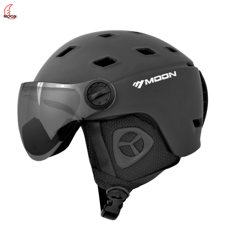 Ski Helmet With Integrated Visor - ที่บังแดดหิมะดวงจันทร์อุปกรณ์ป้องกันป้องกันแบบบูรณาการพร้อมแว่นตาหมวกกันน็อคเล่นสกีกีฬากลางแจ้งฤดูหนาว