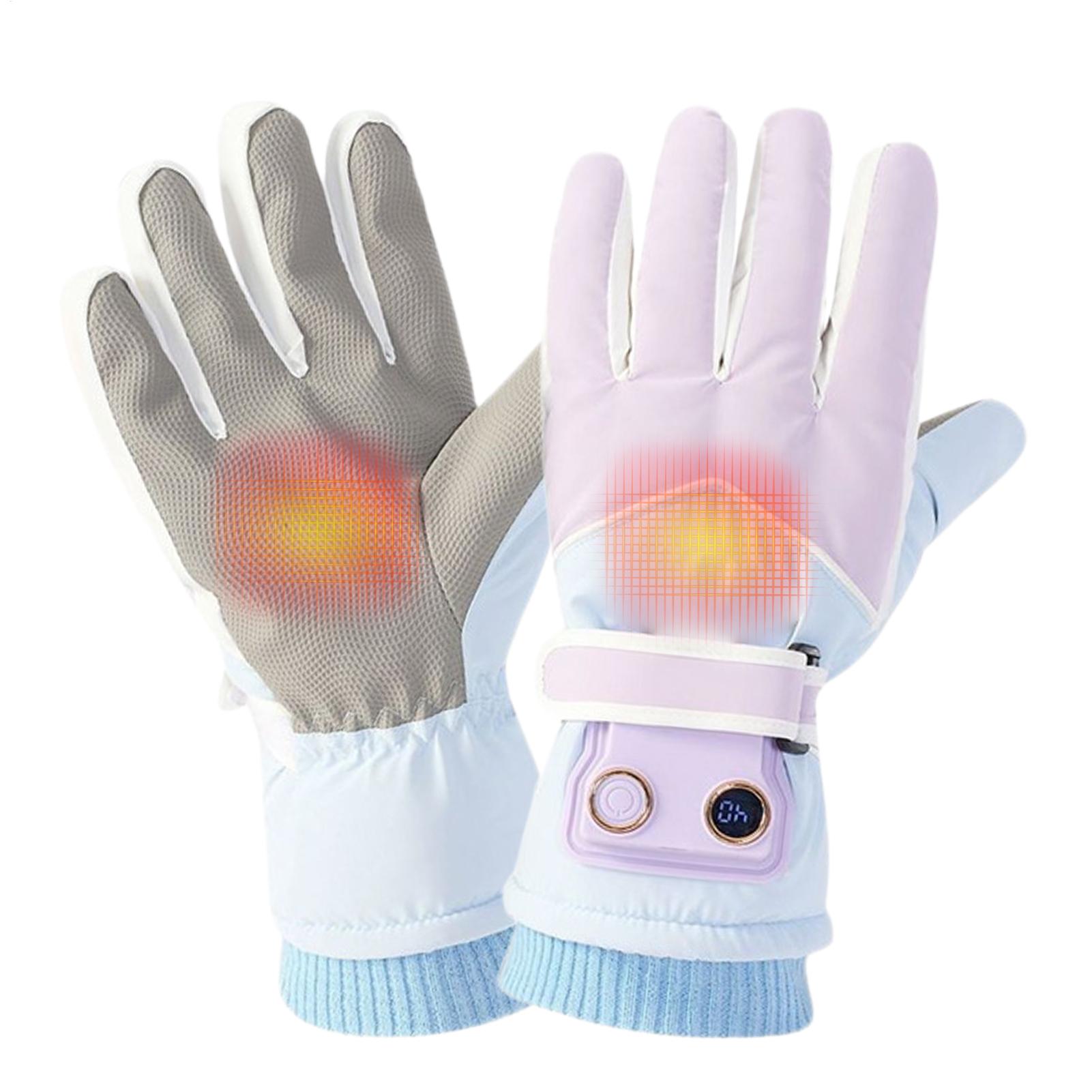 Heated Ski Gloves Battery Waterproof - ถุงมือกันหนาวสำหรับผู้หญิง ปรับความร้อนได้ 3 ระดับ รองรับการใช้งานหน้าจอสัมผัส กันน้ำ