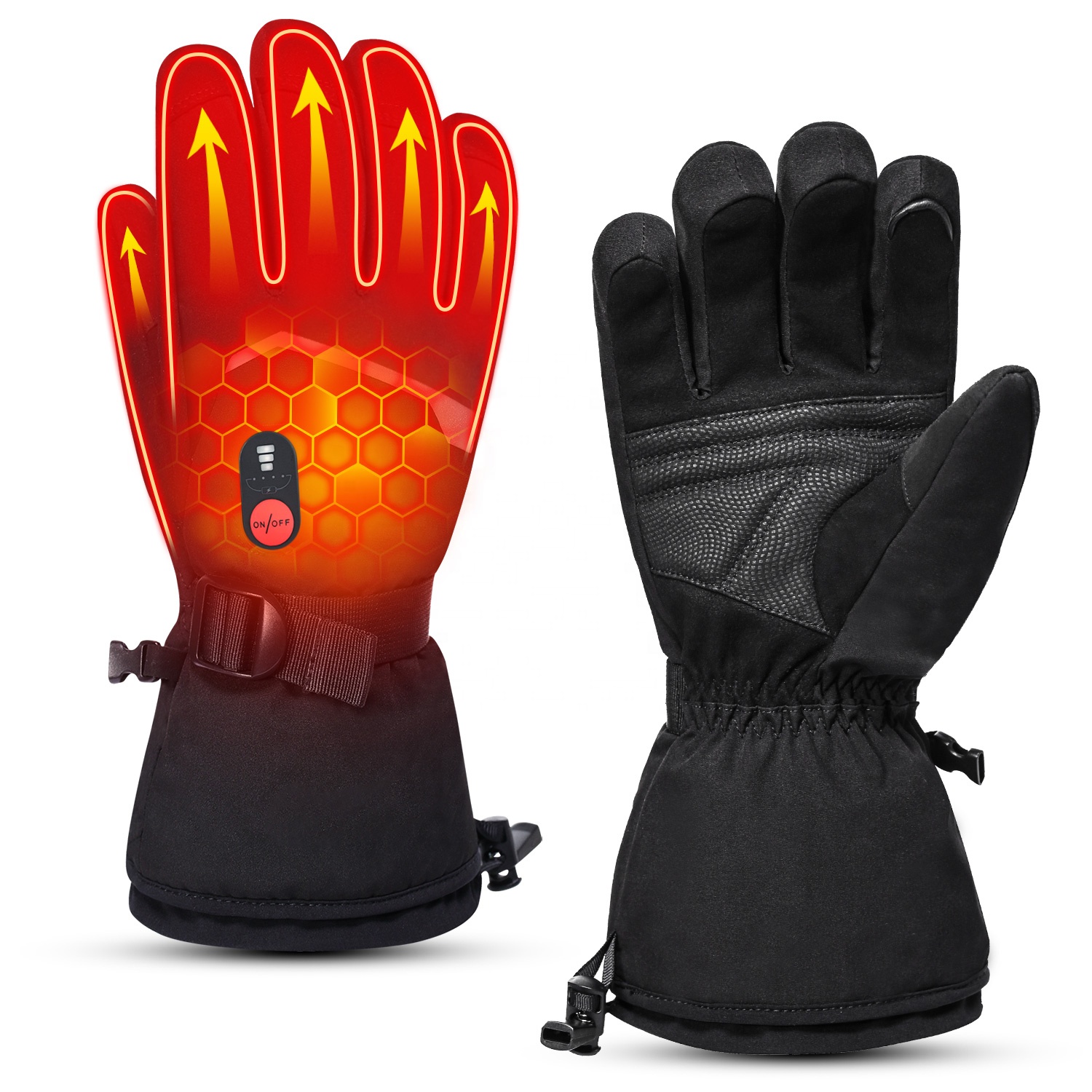 Heated Ski Gloves Battery Waterproof - ถุงมือสกีกันน้ำสำหรับผู้ชายและผู้หญิง พร้อมฟังก์ชันหน้าจอสัมผัสและระบบทำความร้อนด้วยแบตเตอรี่แบบชาร์จไฟได้ มีสินค้าพร้อมส่งจากคลังสินค้าในแคนาดา