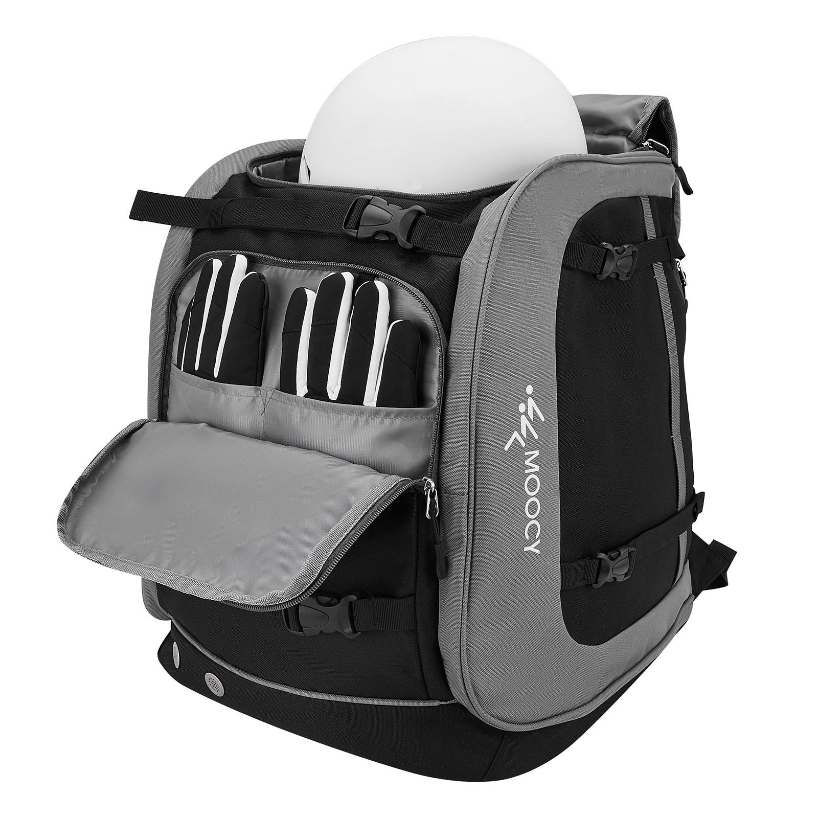 Ski Boot Bag Backpack Travel - กระเป๋าใส่สกีสำหรับใส่รองเท้าบูทและหมวกกันน็อค ผ้าอ็อกซ์ฟอร์ดกันน้ำ กระเป๋าเป้สำหรับจัดเก็บอุปกรณ์สกี เหมาะสำหรับการเดินทางทางอากาศและวันพักผ่อนที่รีสอร์ท