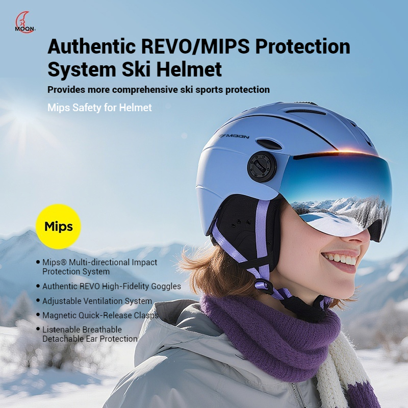 Ski Helmet With Integrated Visor - หมวกสกี MOON MIPS พร้อมแว่นตาสกีในตัว - หมวกสกีสำหรับผู้ใหญ่แบบ