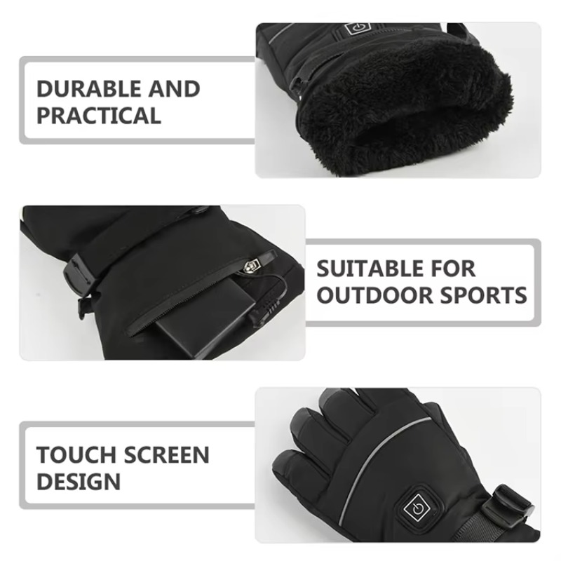 Heated Ski Gloves Battery Waterproof - ถุงมือเล่นสกีไฟฟ้ากันน้ำคุณภาพสูงพร้อมหน้าจอสัมผัสสำหรับฤดูหนาว ปี 2026 พร้อมแบตเตอรี่และโลโก้สั่งทำพิเศษ