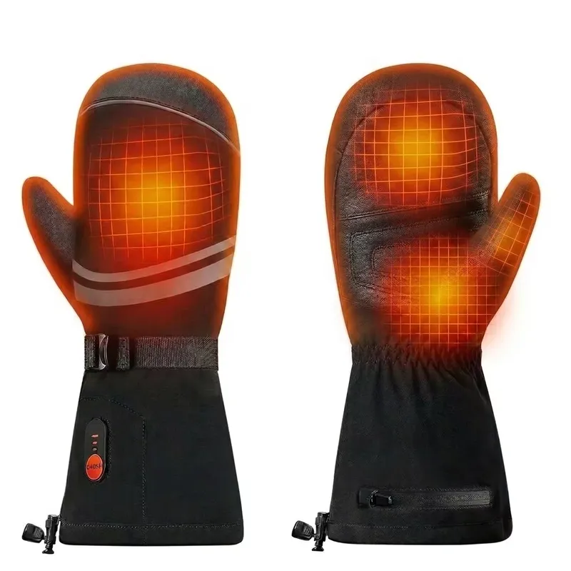 Heated Ski Gloves Battery Waterproof - ถุงมือกันน้ำสำหรับเล่นสกีในฤดูหนาว พร้อมระบบทำความร้อนแบบชาร์จไฟได้ รองรับการสัมผัสหน้าจอ ใช้พลังงานจากแบตเตอรี่ ให้ความอบอุ่นแก่ฝ่ามือและนิ้วทั้งห้า พร้อมระบบทำความร้อนด้านหลัง