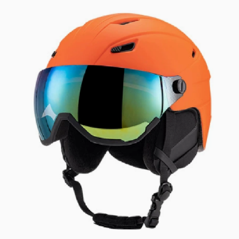 Ski Helmet With Integrated Visor - หมวกกันน็อคสกีแบบครบชุดสำหรับผู้ชายและผู้หญิง พร้อมแว่นตาป้องกันแบบถอดได้ ชุดสโนว์บอร์ดสำหรับผู้ชายและผู้หญิง