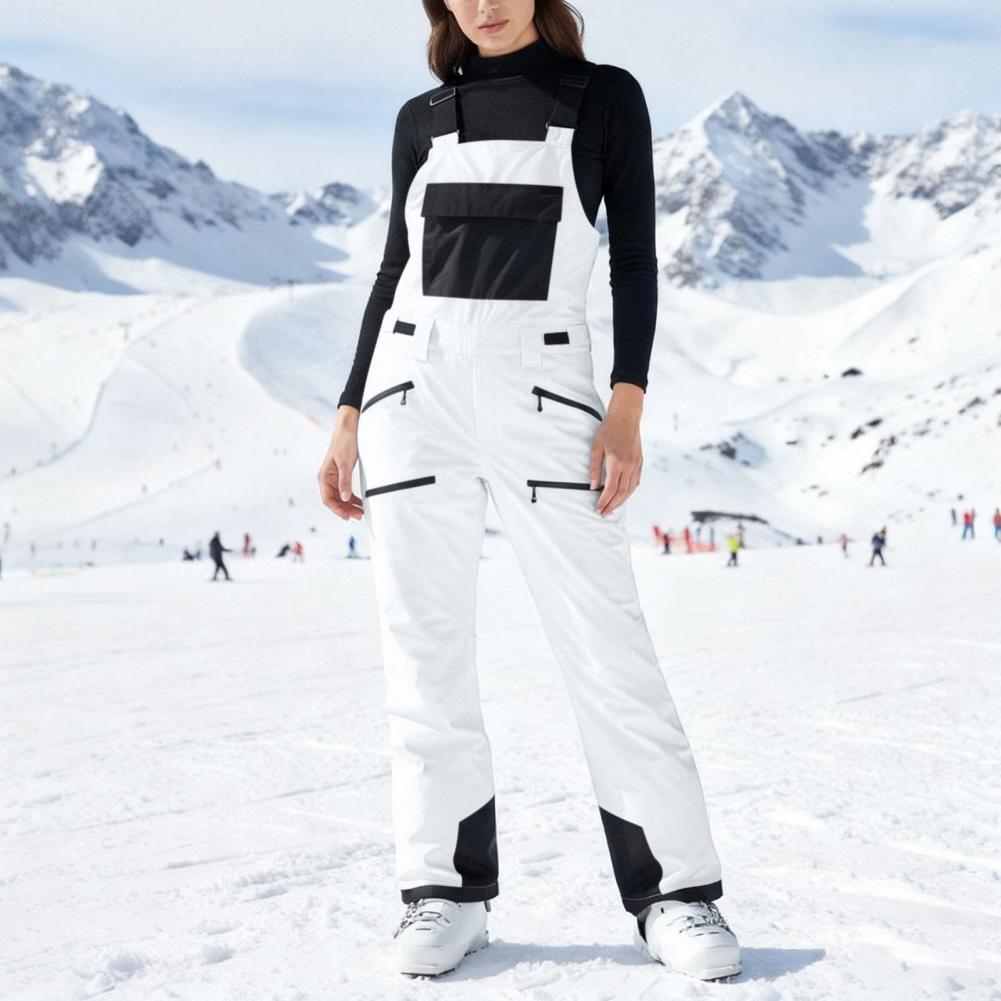 Ski Pants Waterproof Insulated Winter - กางเกงบิบกันหนาวกันน้ำสำหรับเล่นสกีและสโนว์บอร์ด แบบปรับสายสะพายไหล่ได้ กันลม ใช้ได้ทั้งชายและหญิง