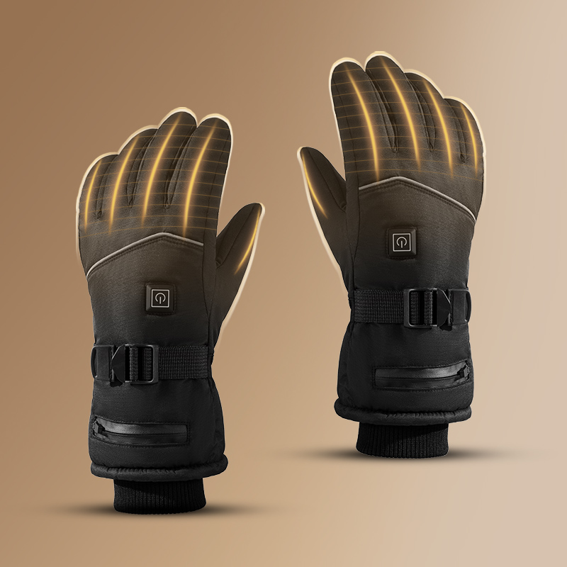 Heated Ski Gloves Battery Waterproof - ถุงมือสกีไฟฟ้าแบบชาร์จไฟได้ สีดำ กันน้ำ กันลม สำหรับปี 2026