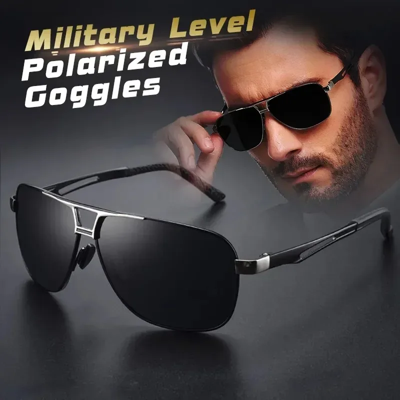 Ski Goggles Polarized Photochromic - อลูมิเนียมแมกนีเซียมสแควร์Polarizedแว่นตากันแดดPhotochromicผู้ชายแว่นตากันแดดทหารความปลอดภัยขับรถOculos De Sol Masculino