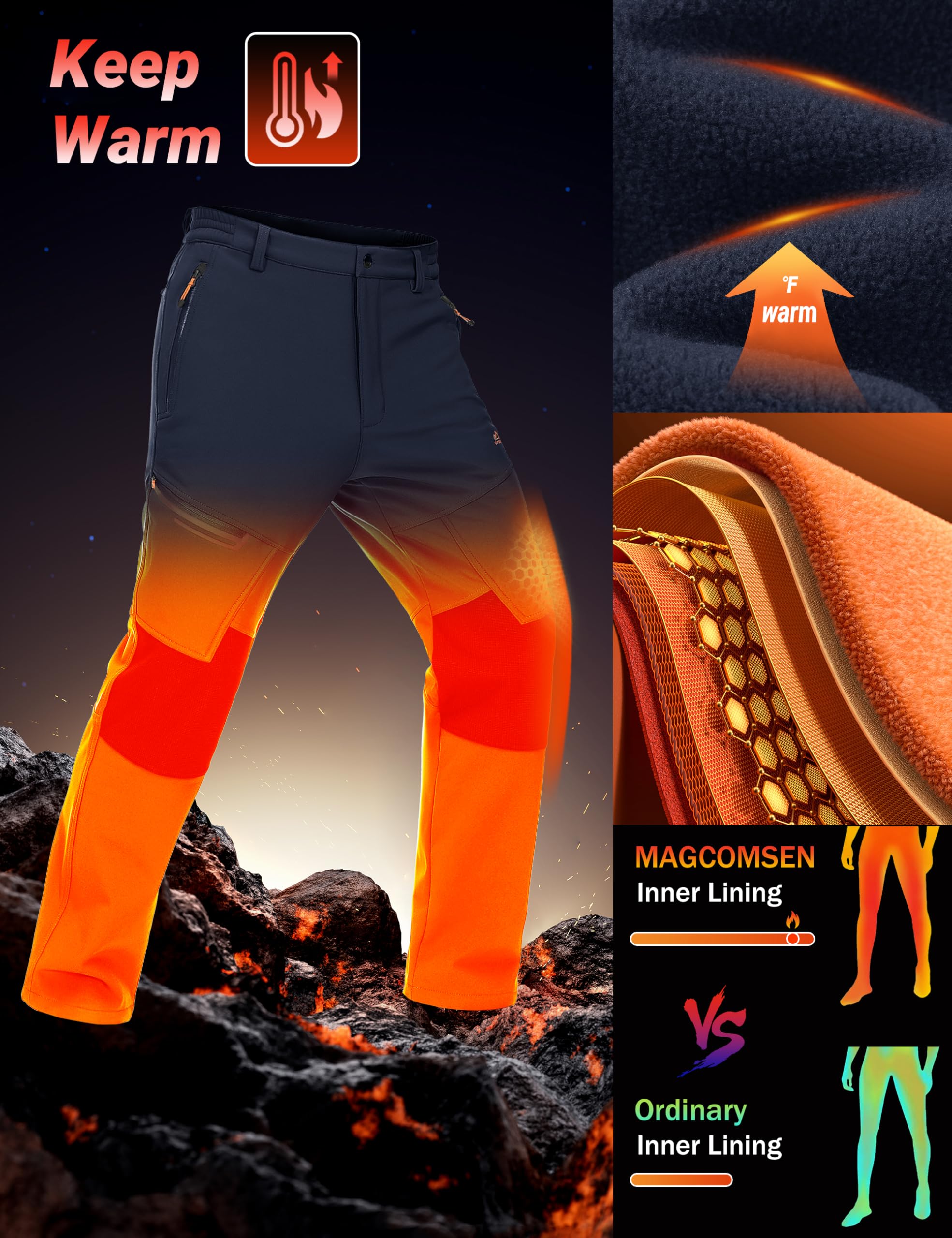 กางเกงสกีกันน้ำสำหรับผู้ชาย บุ - Ski Pants Waterproof Insulated Winter บทวิจารณ์และราคา