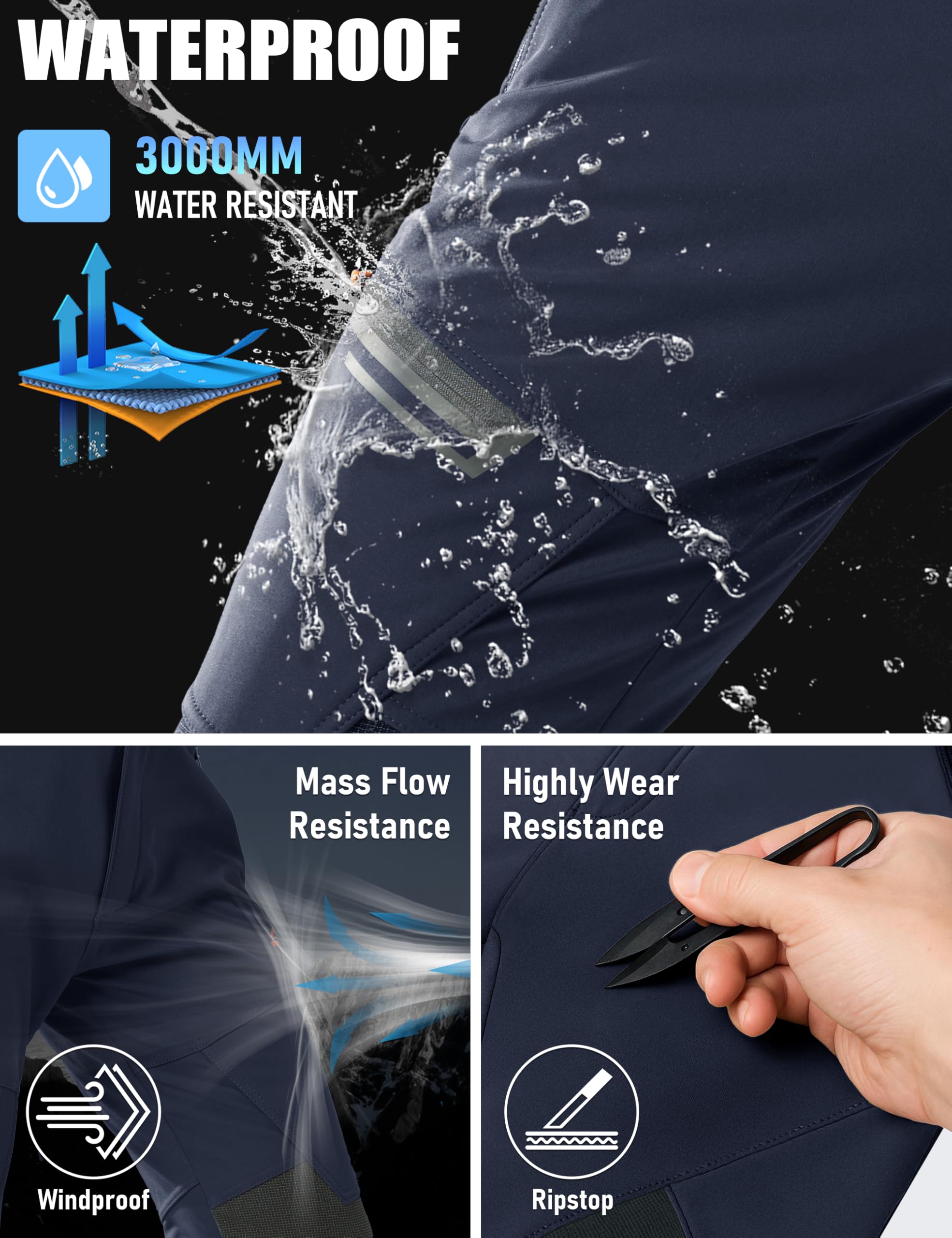 กางเกงสกีกันน้ำสำหรับผู้ชาย บุ - Ski Pants Waterproof Insulated Winter บทวิจารณ์และราคา