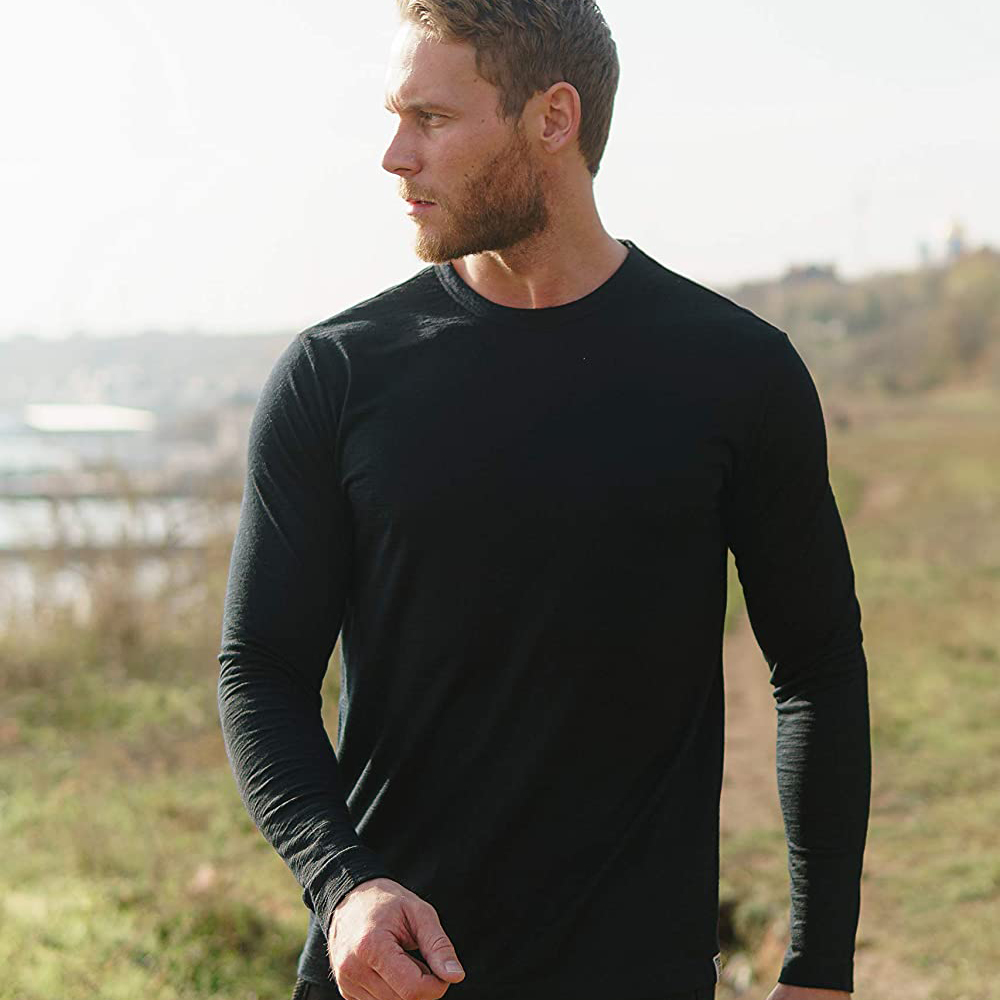 เสื้อเบสเลเยอร์ผู้ชาย 100% ทำจ - Merino Wool Base Layer Thermal Underwear บทวิจารณ์และราคา