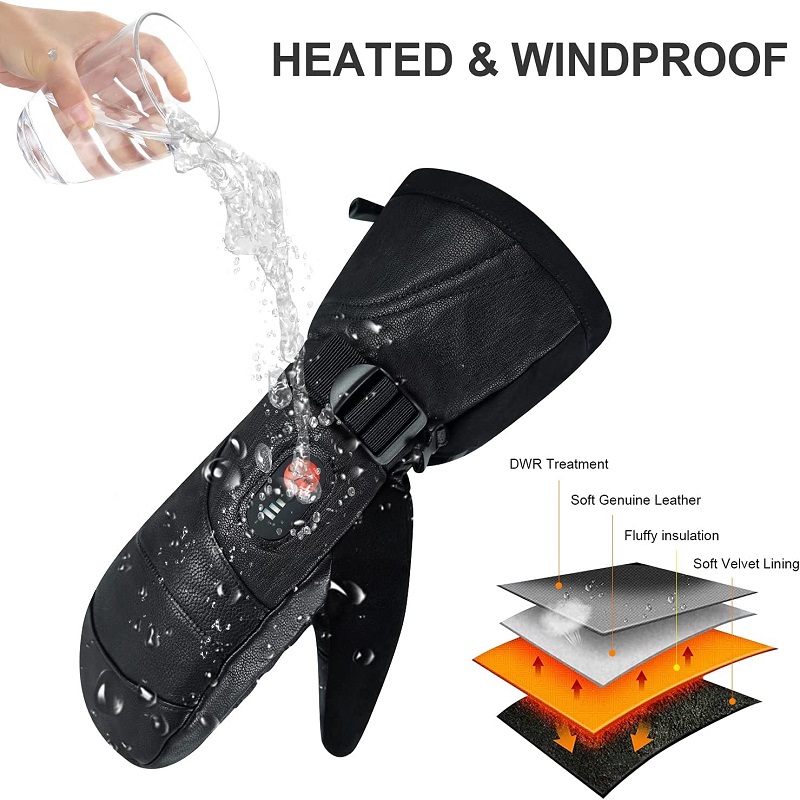 สกีฤดูหนาวถุงมือลุยหิมะอุ่นควา - Heated Ski Gloves Battery Waterproof บทวิจารณ์และราคา