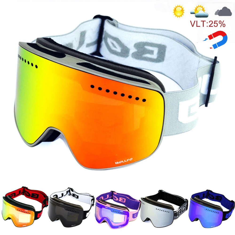 แว่นตาสกีแม่เหล็กพร้อมเลนส์คู่ - Ski Goggles Magnetic Quick Change Lens บทวิจารณ์และราคา