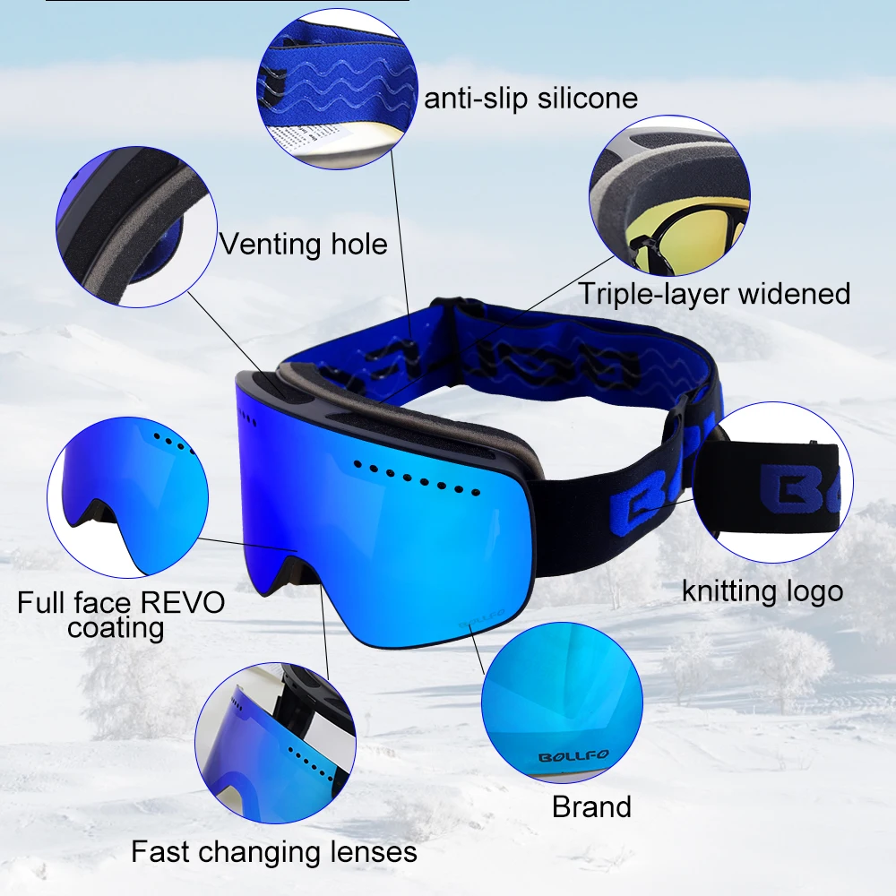 แว่นตาสกีแม่เหล็กพร้อมเลนส์คู่ - Ski Goggles Magnetic Quick Change Lens บทวิจารณ์และราคา