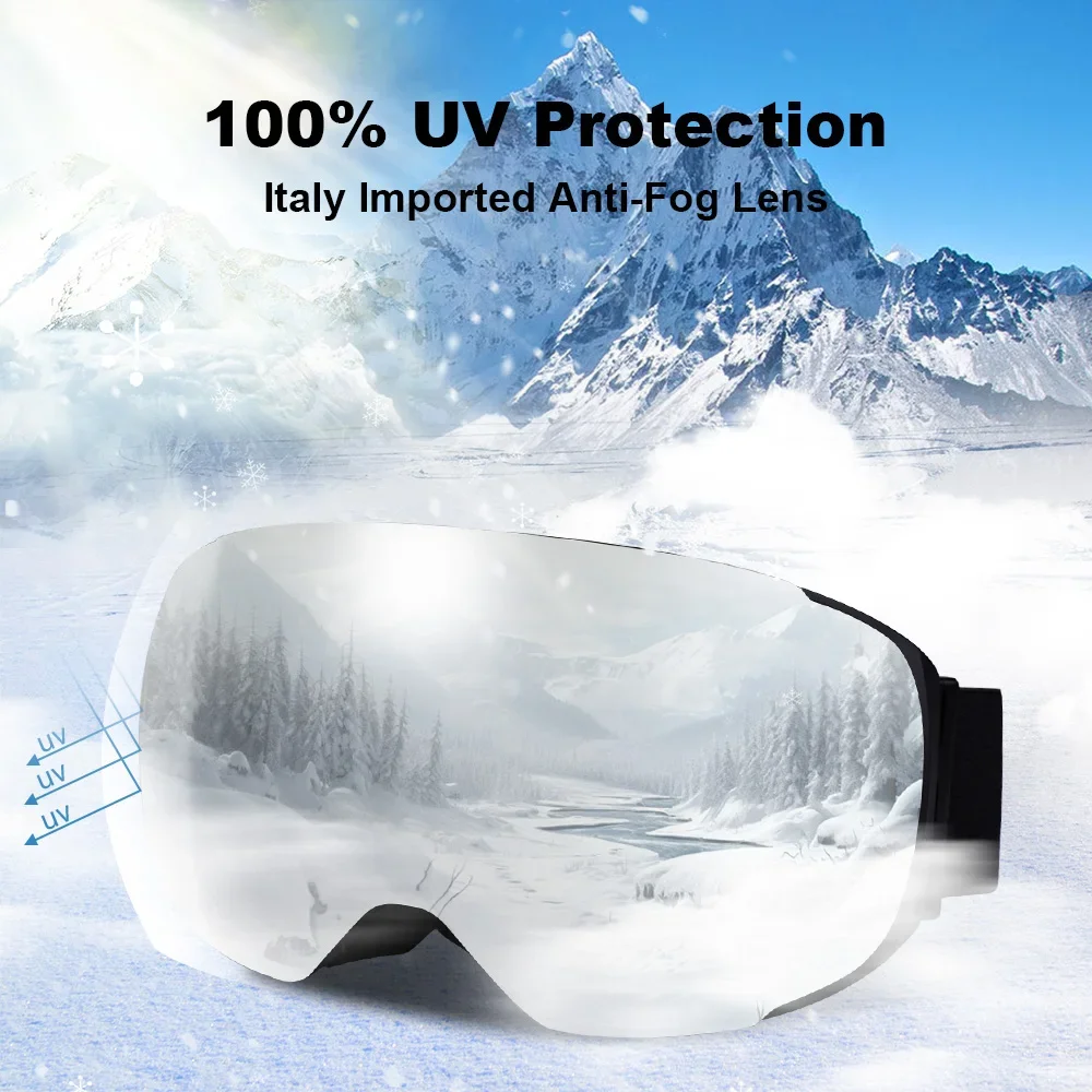 แว่นตาสกีแม่เหล็ก สองชั้น ป้อง - Ski Goggles Magnetic Quick Change Lens บทวิจารณ์และราคา