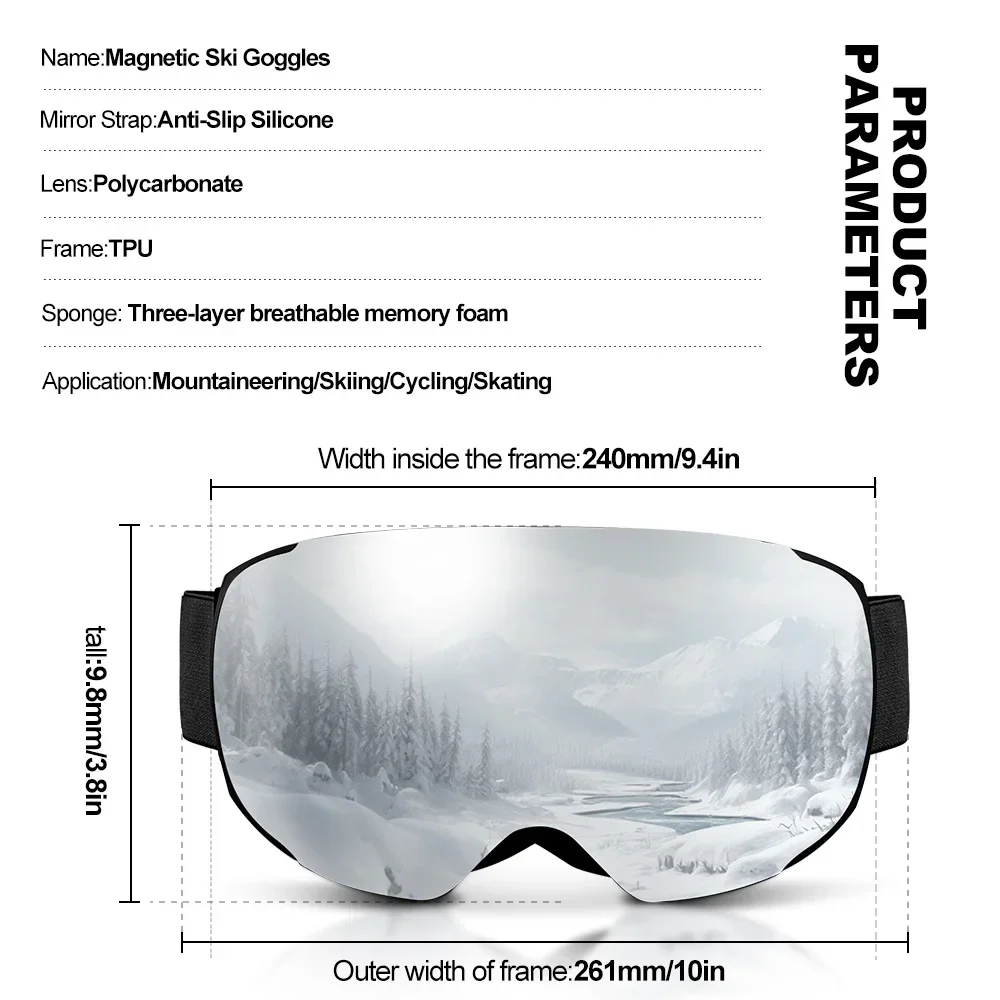 แว่นตาสกีแม่เหล็ก สองชั้น ป้อง - Ski Goggles Magnetic Quick Change Lens บทวิจารณ์และราคา