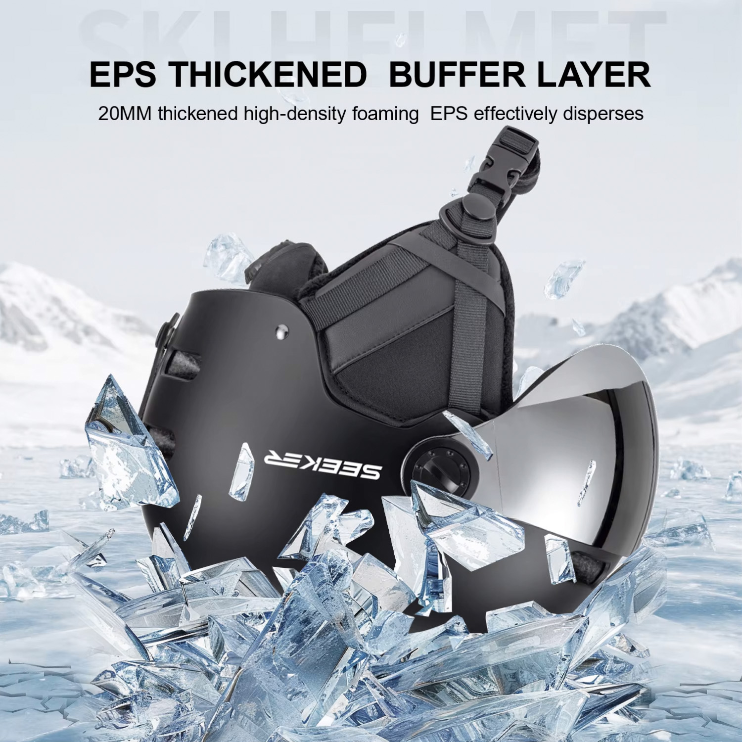 หมวกกันน็อคสกี SEEKER สำหรับผู - Ski Helmet With Integrated Visor บทวิจารณ์และราคา