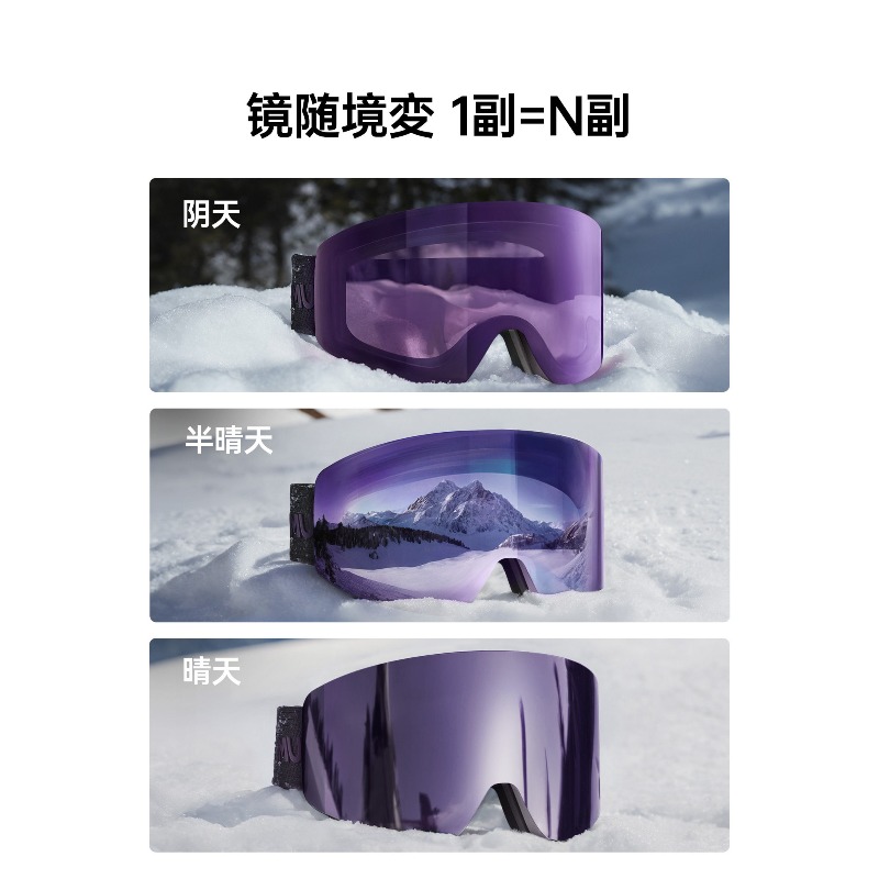 แว่นตาสกีแม่เหล็กเปลี่ยนสีอัตโ - Snowboard Goggles Otg Over Glasses บทวิจารณ์และราคา