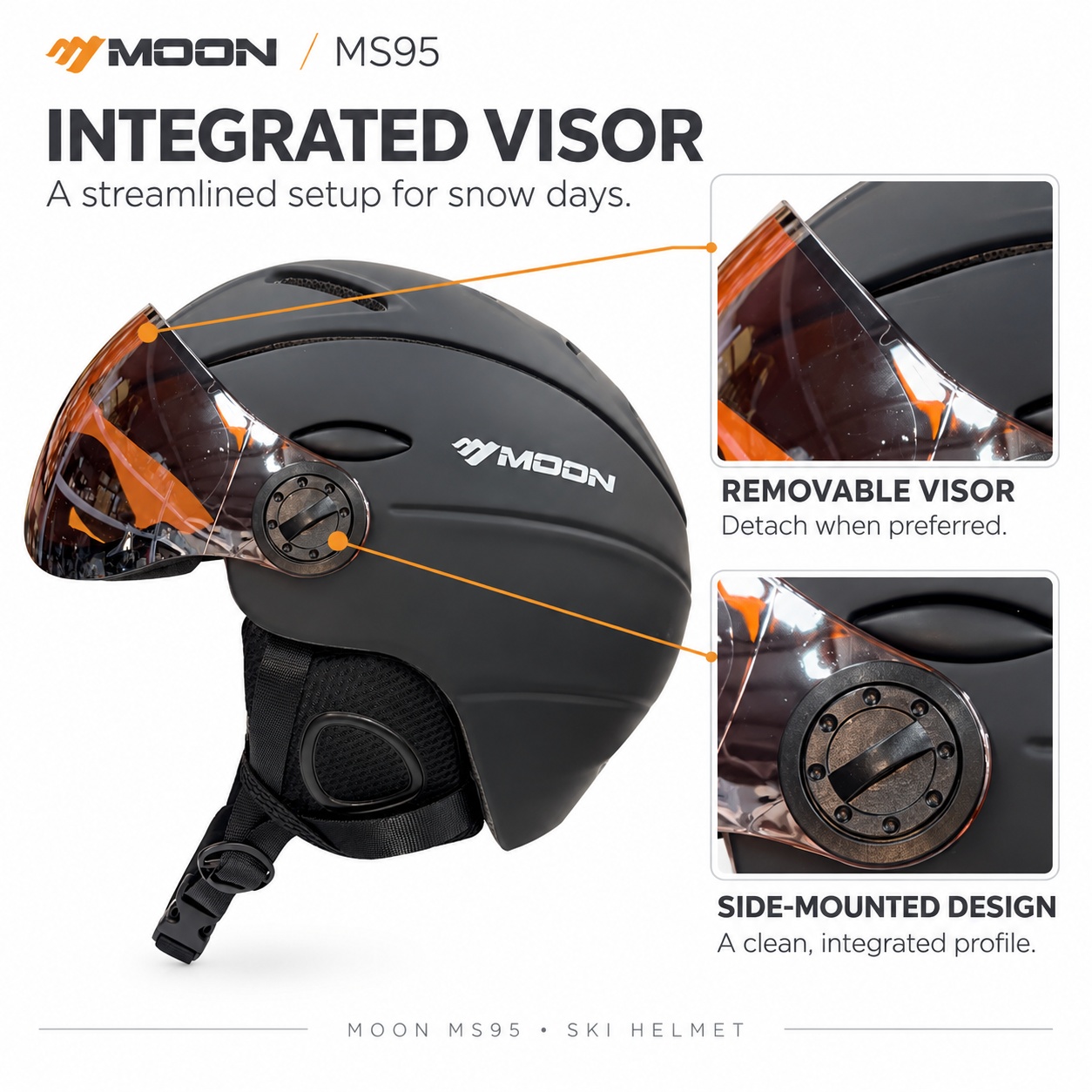 หมวกกันน็อคสกี MOON พร้อมแว่นบ - Ski Helmet With Integrated Visor บทวิจารณ์และราคา