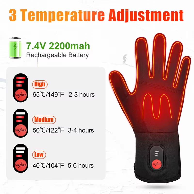 ถุงมือกันน้ำแบบกำหนดเองได้ พร้ - Heated Ski Gloves Battery Waterproof บทวิจารณ์และราคา