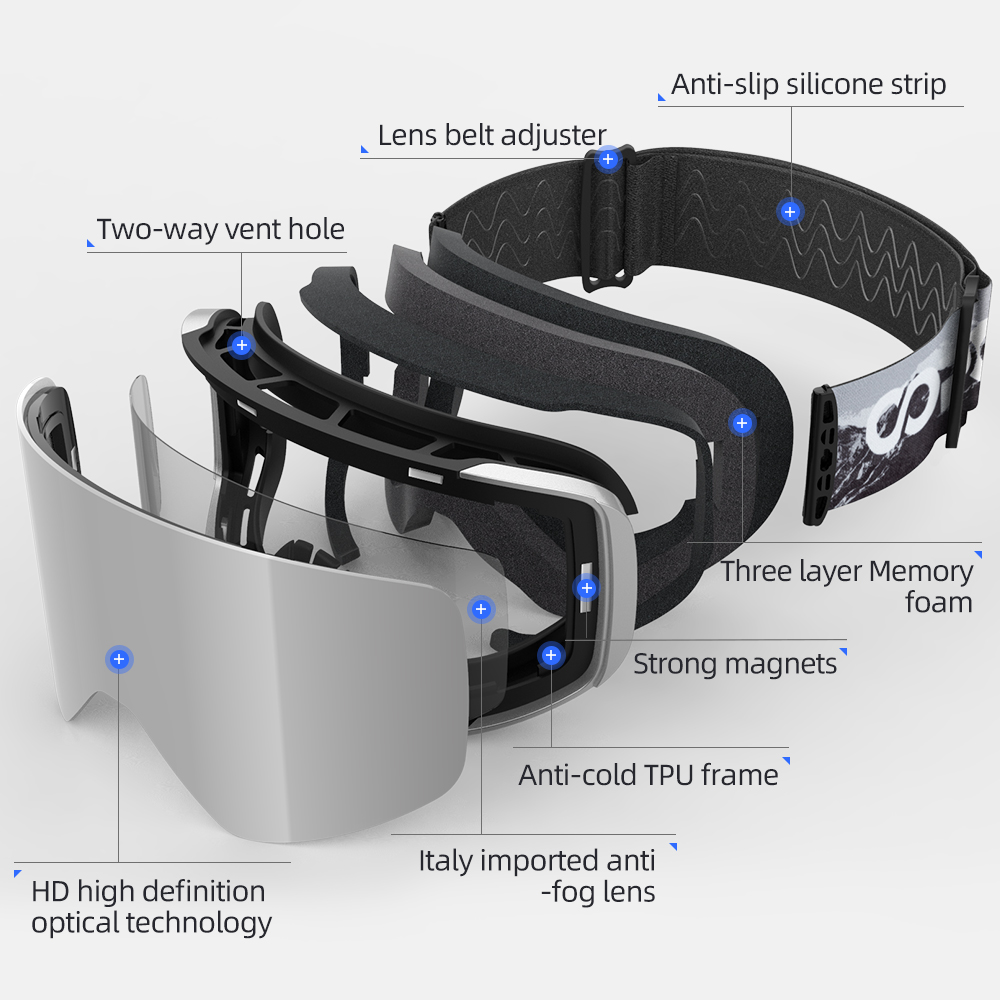 COPOZZ แว่นตาสกีฤดูหนาวแบบมืออ - Ski Goggles Magnetic Quick Change Lens บทวิจารณ์และราคา