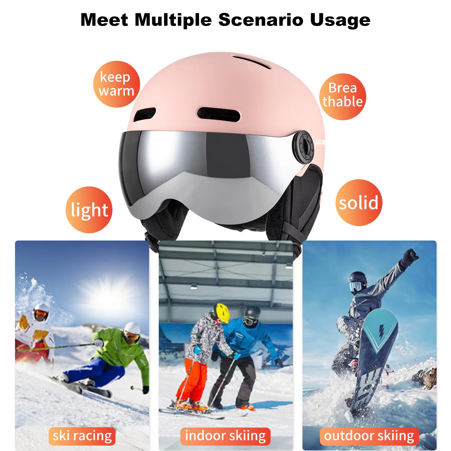 หมวกกันน็อคสกี SEEKER พร้อมที่ - Ski Helmet With Integrated Visor บทวิจารณ์และราคา