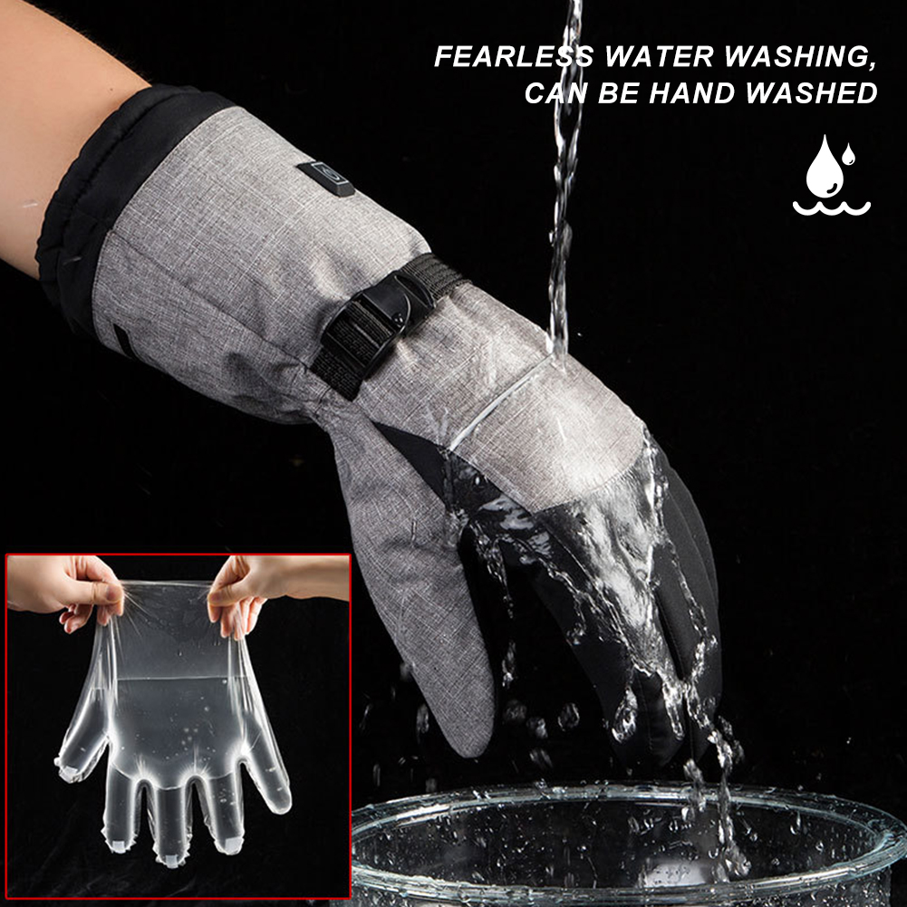 ถุงมืออุ่นไฟฟ้า ผู้ชาย ผู้หญิง - Heated Ski Gloves Battery Waterproof บทวิจารณ์และราคา