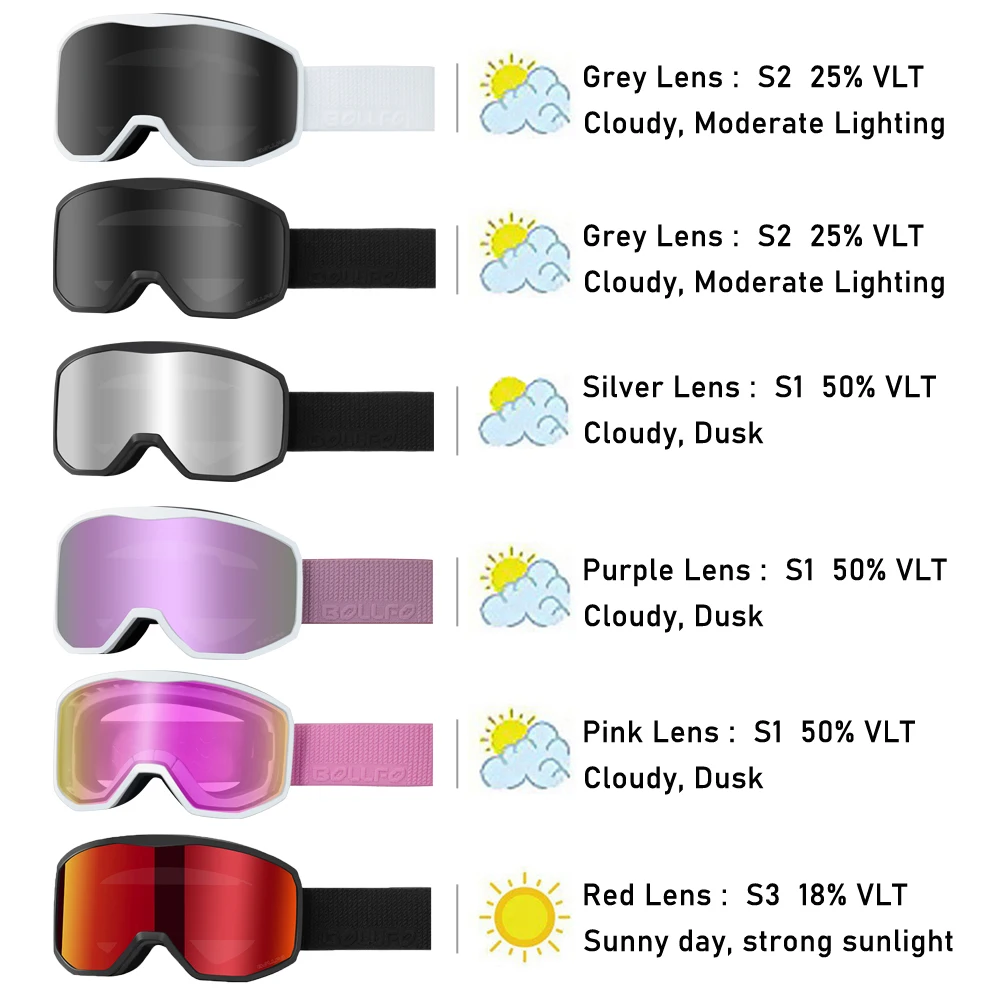 แว่นตาสกี BOLLFO แบบสวมทับแว่น - Snowboard Goggles Otg Over Glasses บทวิจารณ์และราคา