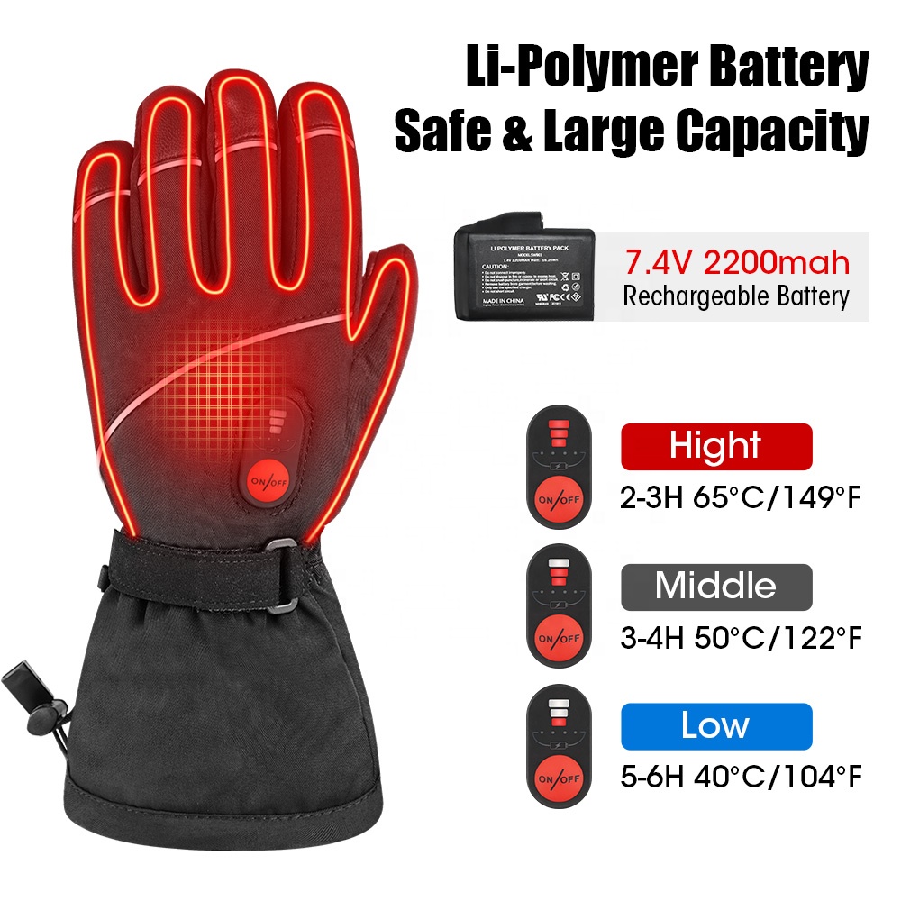 ถุงมือสกีแบบปรับแต่งได้ สำหรับ - Heated Ski Gloves Battery Waterproof บทวิจารณ์และราคา