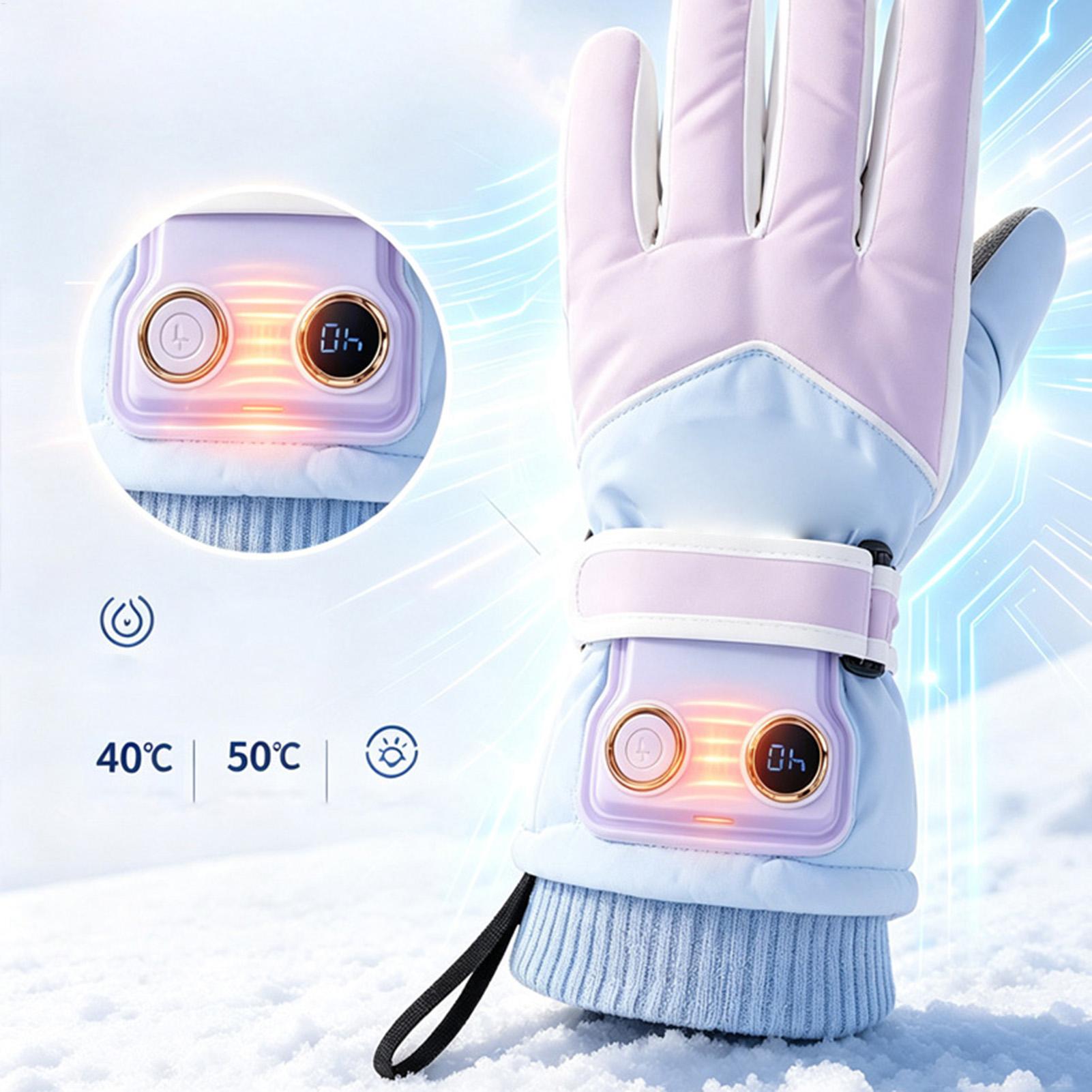 ถุงมืออุ่น 3 ระดับ รองรับหน้าจ - Heated Ski Gloves Battery Waterproof บทวิจารณ์และราคา