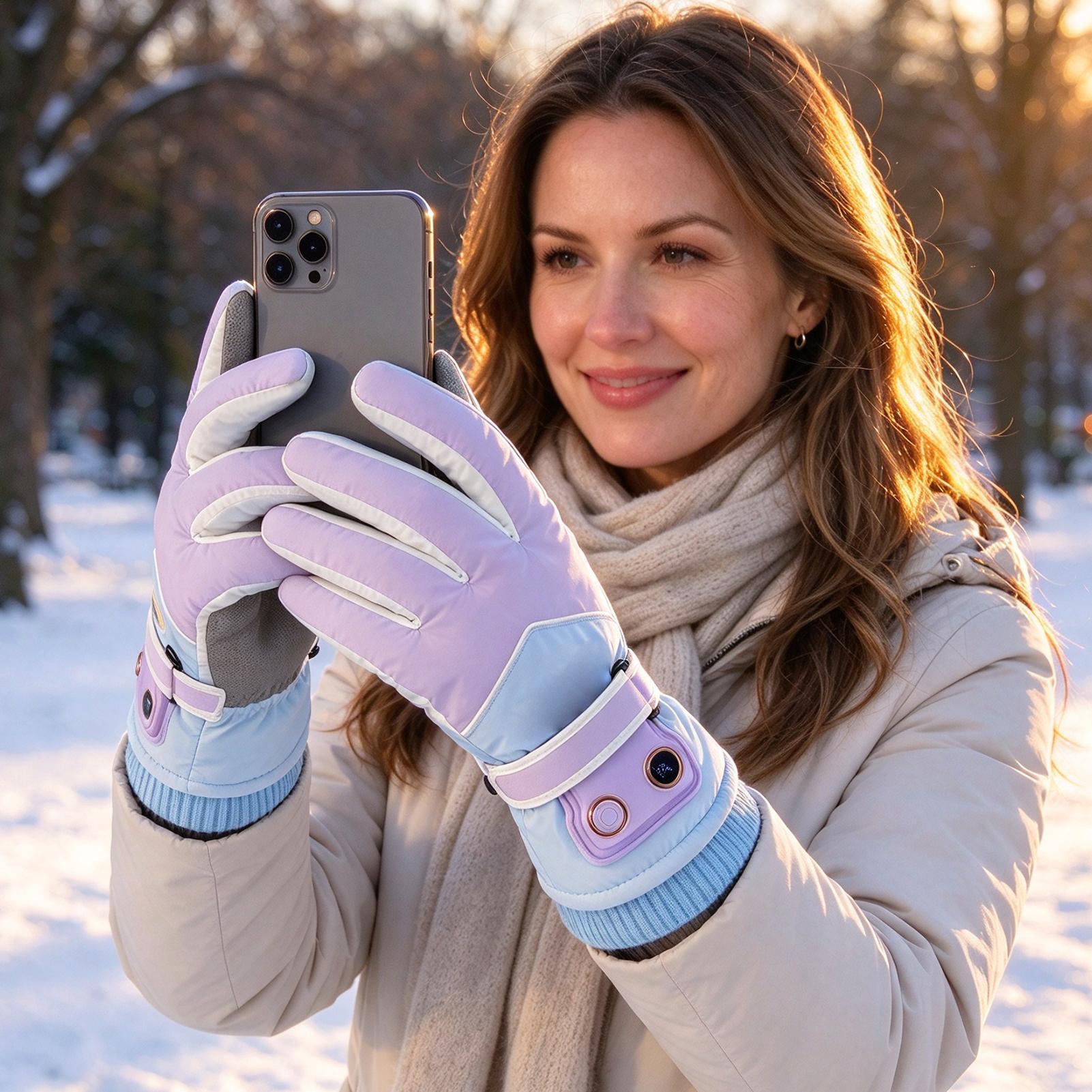 ถุงมืออุ่น 3 ระดับ รองรับหน้าจ - Heated Ski Gloves Battery Waterproof บทวิจารณ์และราคา
