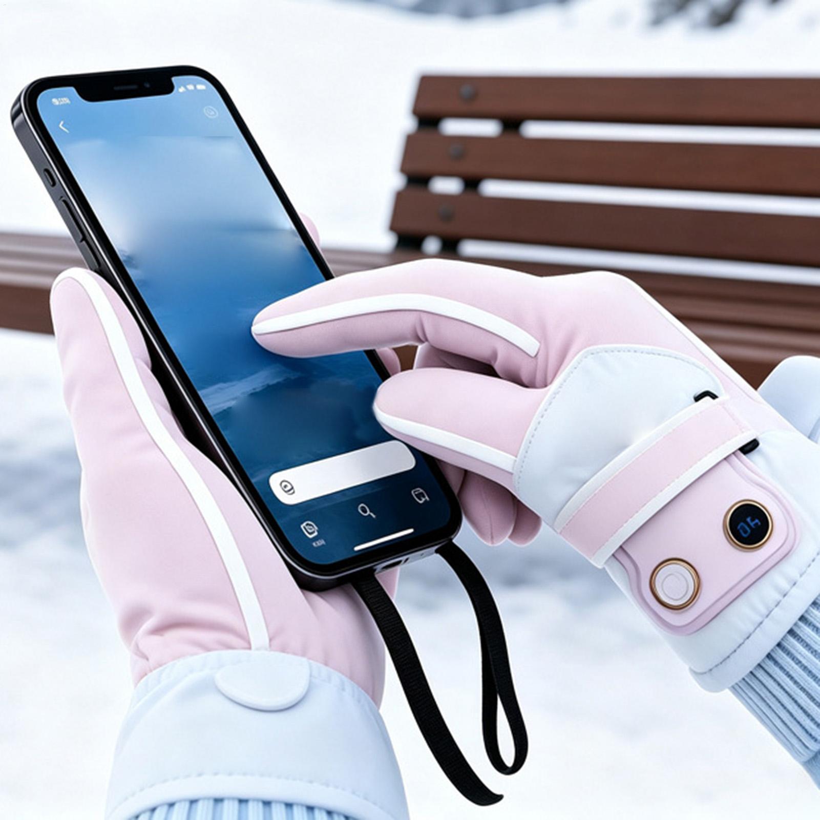 ถุงมืออุ่น 3 ระดับ รองรับหน้าจ - Heated Ski Gloves Battery Waterproof บทวิจารณ์และราคา