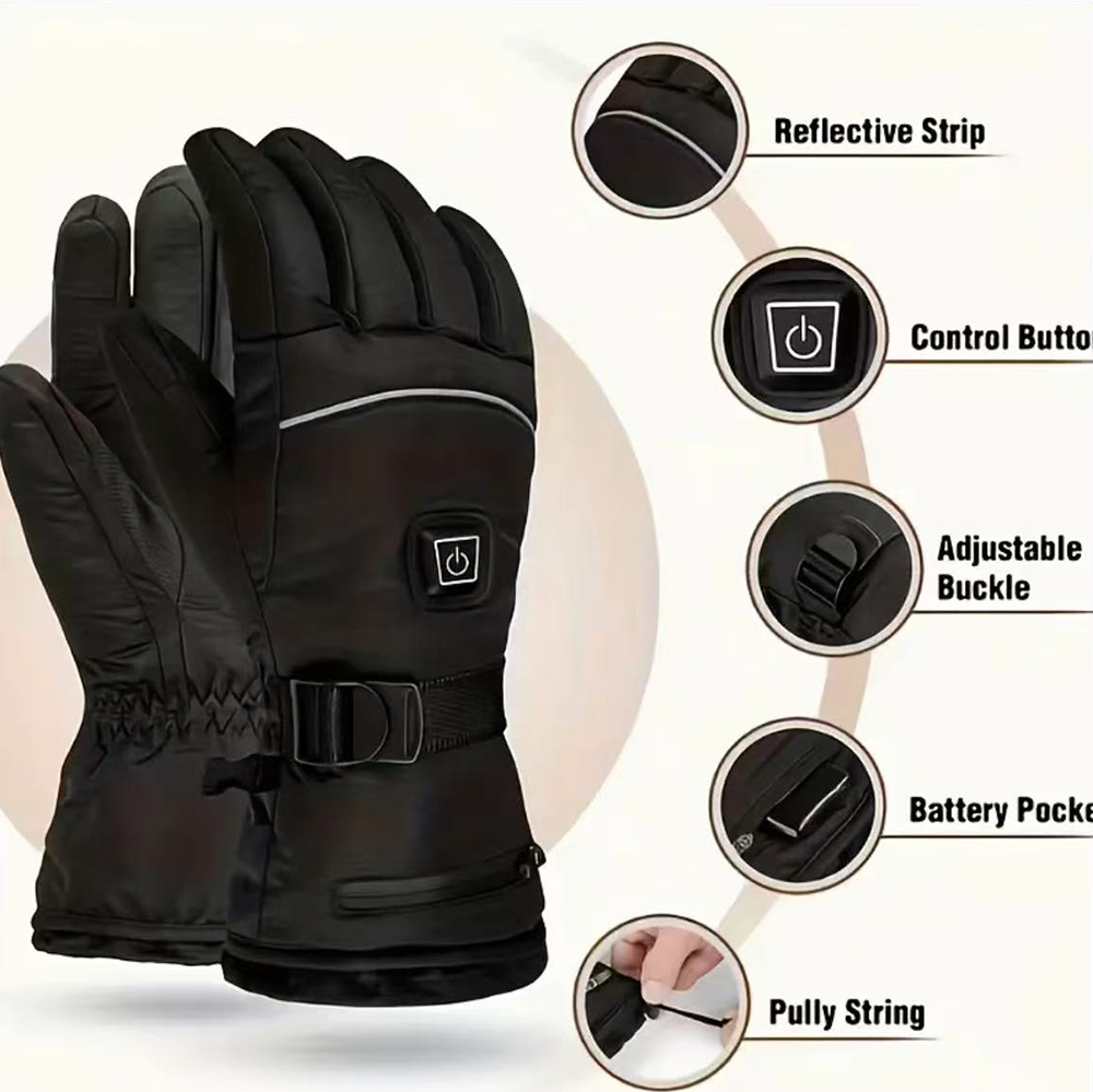 ถุงมืออุ่นไฟฟ้าแบบชาร์จไฟได้ 5 - Heated Ski Gloves Battery Waterproof บทวิจารณ์และราคา