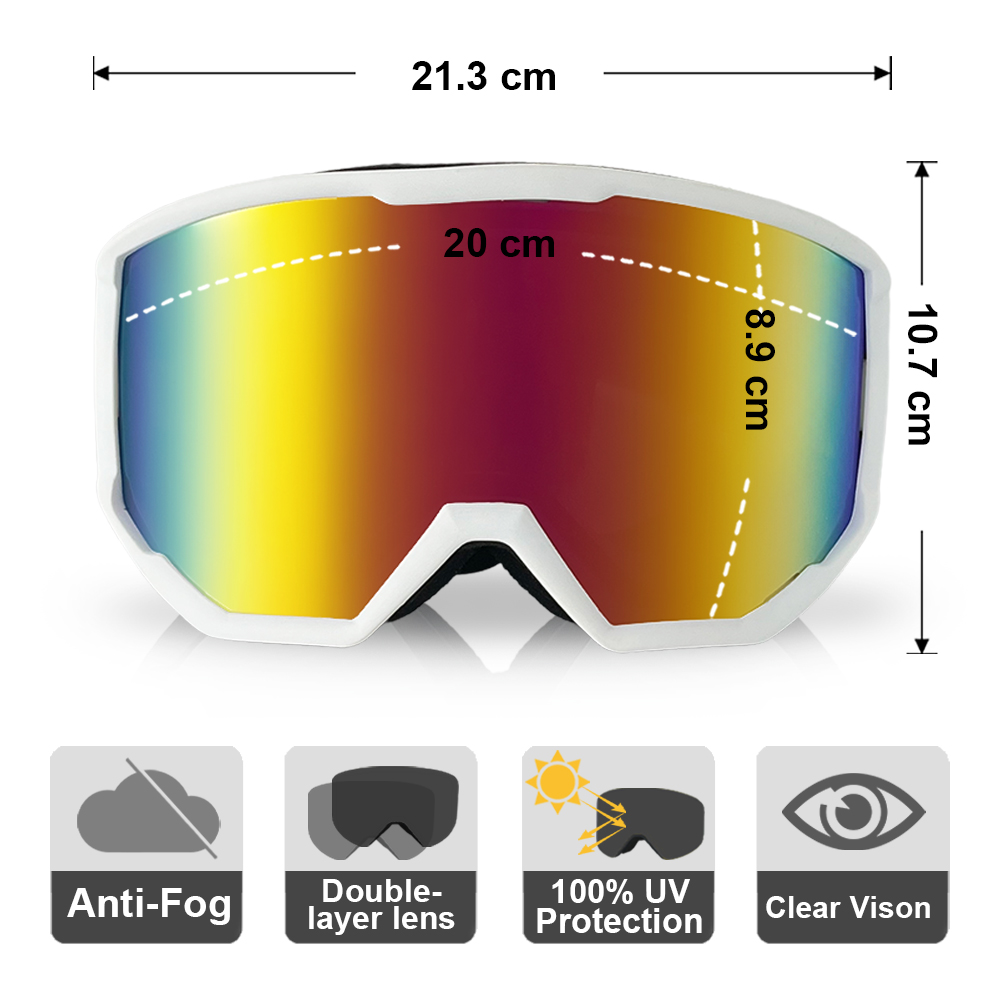 แว่นตาสกีป้องกันหมอก ป้องกันรั - Snowboard Goggles Otg Over Glasses บทวิจารณ์และราคา