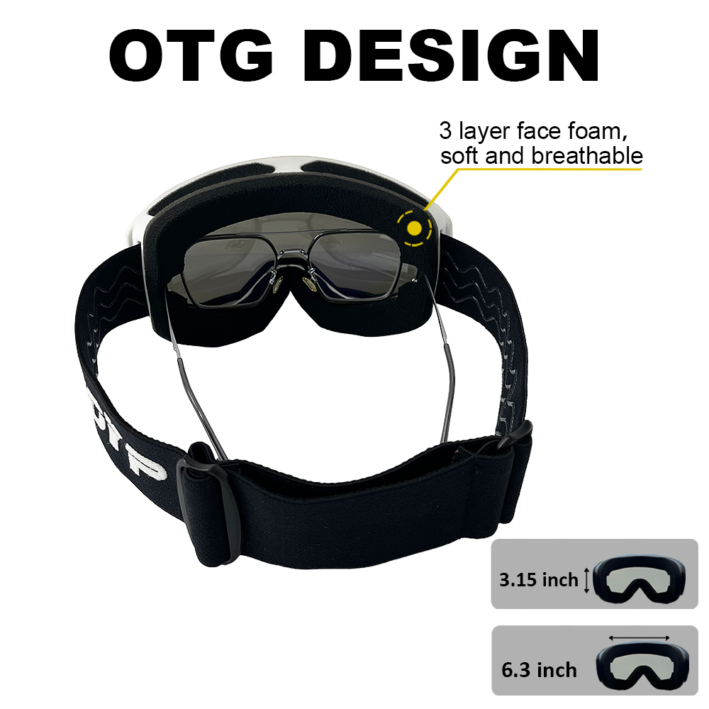 แว่นตาสกีป้องกันหมอก ป้องกันรั - Snowboard Goggles Otg Over Glasses บทวิจารณ์และราคา