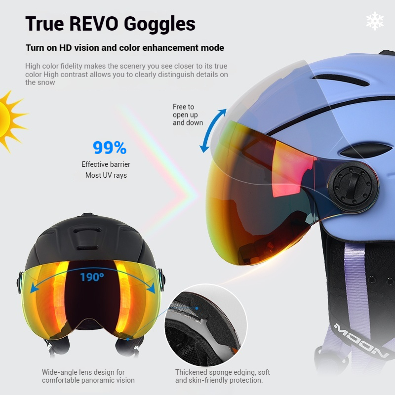 หมวกสกี MOON MIPS พร้อมแว่นตาส - Ski Helmet With Integrated Visor บทวิจารณ์และราคา