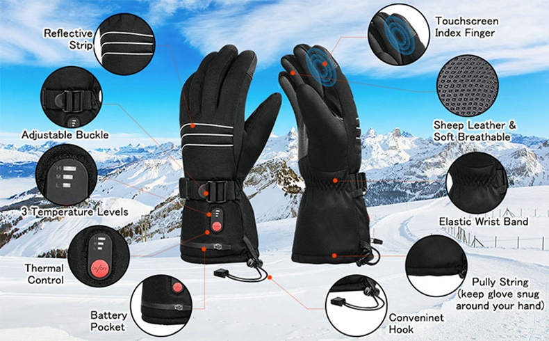 ถุงมือกันหนาวแบบมีระบบทำความร้ - Heated Ski Gloves Battery Waterproof บทวิจารณ์และราคา