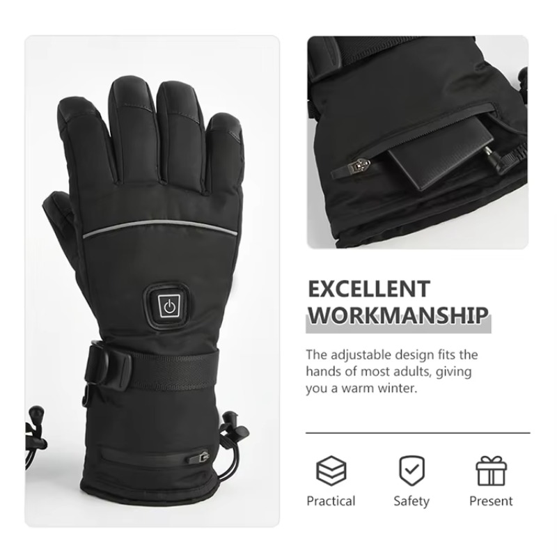 ถุงมือเล่นสกีไฟฟ้ากันน้ำคุณภาพ - Heated Ski Gloves Battery Waterproof บทวิจารณ์และราคา