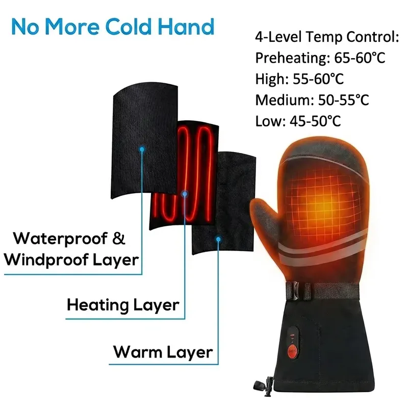 ถุงมือกันน้ำสำหรับเล่นสกีในฤดู - Heated Ski Gloves Battery Waterproof บทวิจารณ์และราคา